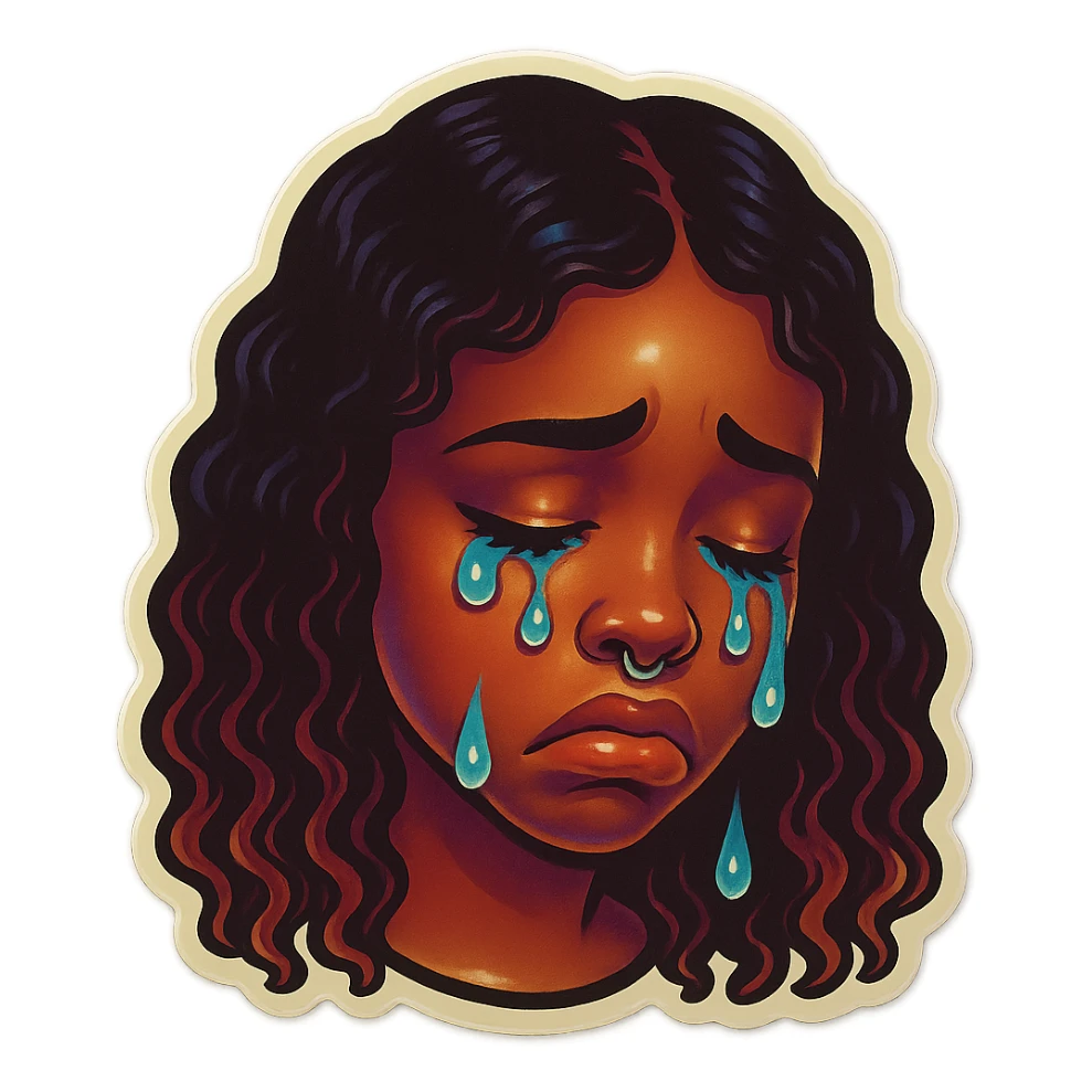 sad Tears rolling down face 
Mouth Pout
head down
 sticker