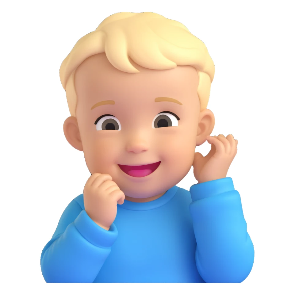 smiling baby boy with blonde hair, playful expression sticker
