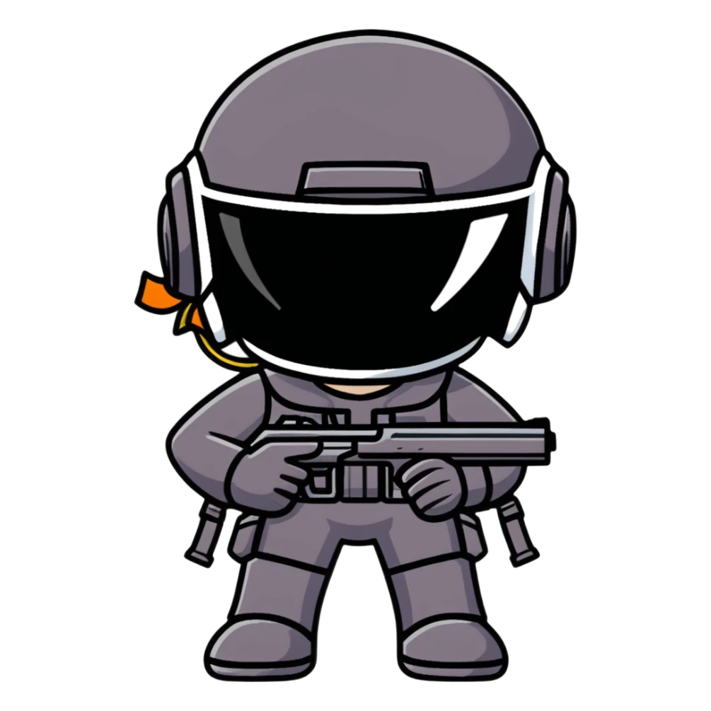 Anime PUBG character with gun and level 3 helmet sticker