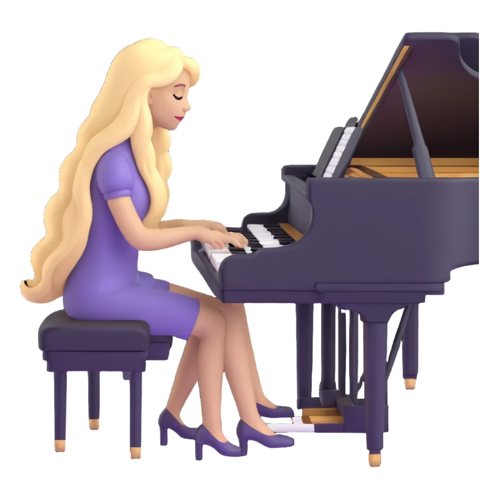 woman with long blonde hair playing the piano sticker