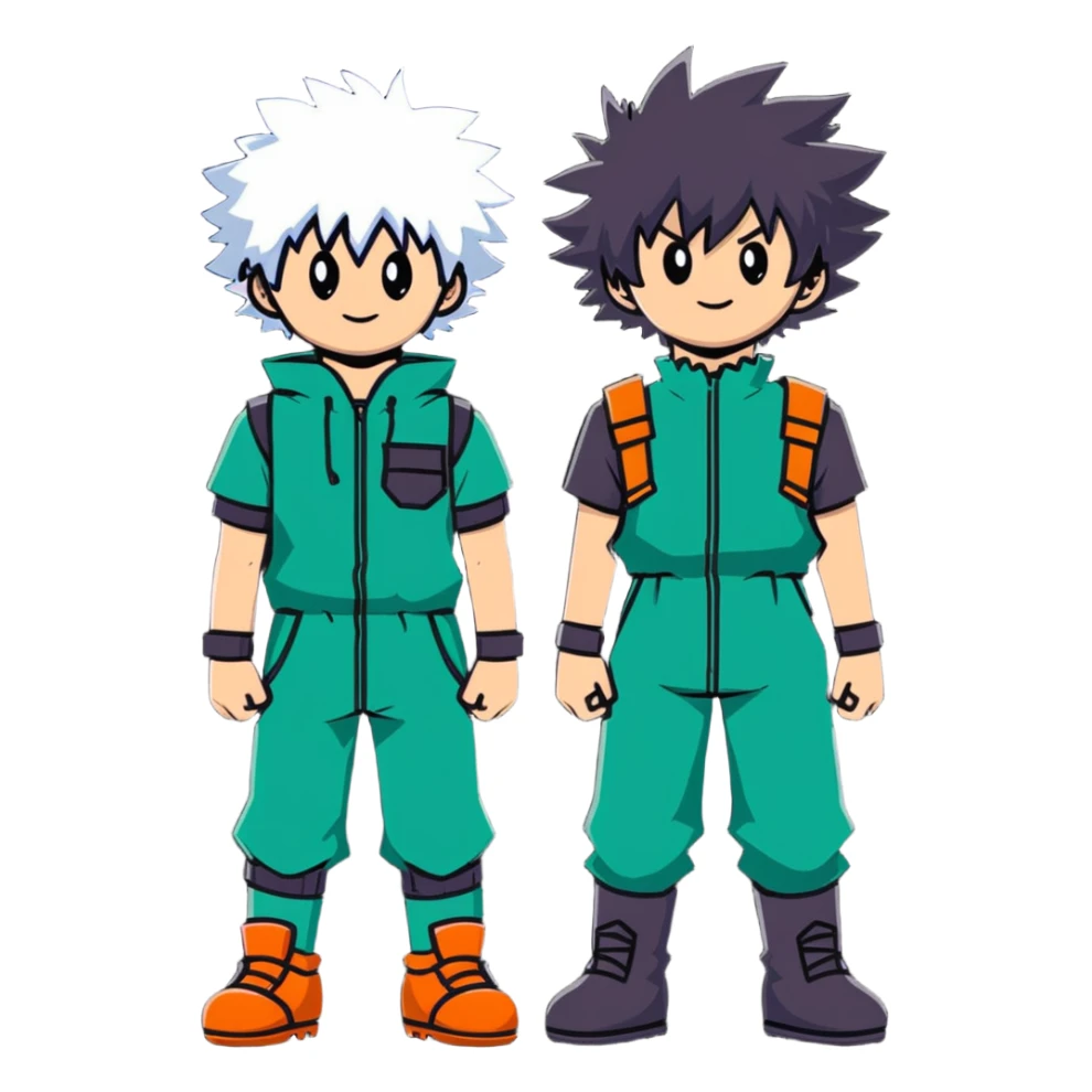 Bakugo and Deku from My Hero Academia standing side by side sticker