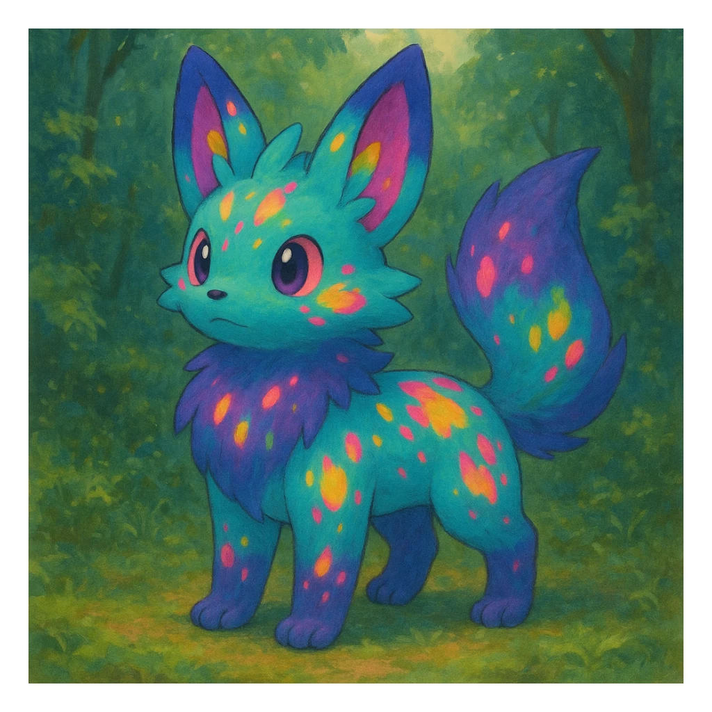 Neon Fantasy Furry-Fakémon-Creature with splash markings (full body) sticker