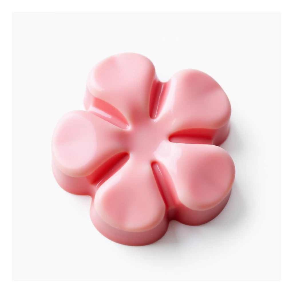 realistic pink flower-shaped candy, isolated on a transparent background, no visible background sticker