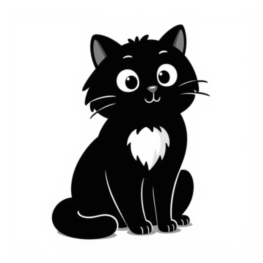 black Scottish fold cat with white spot on the chest sticker