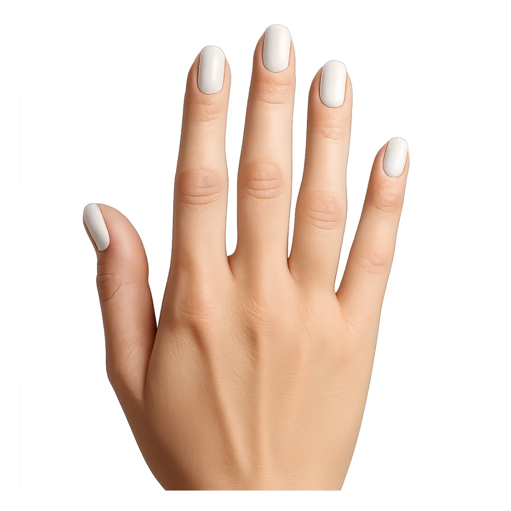 beautiful realistic female hand with five fingers and white manicure sticker