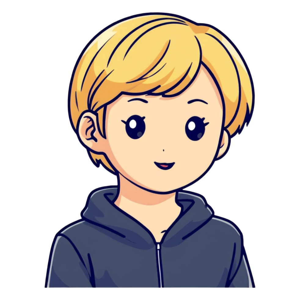 Blonde Korean girl with short hair sticker