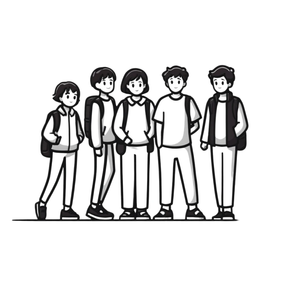 team of five people sticker