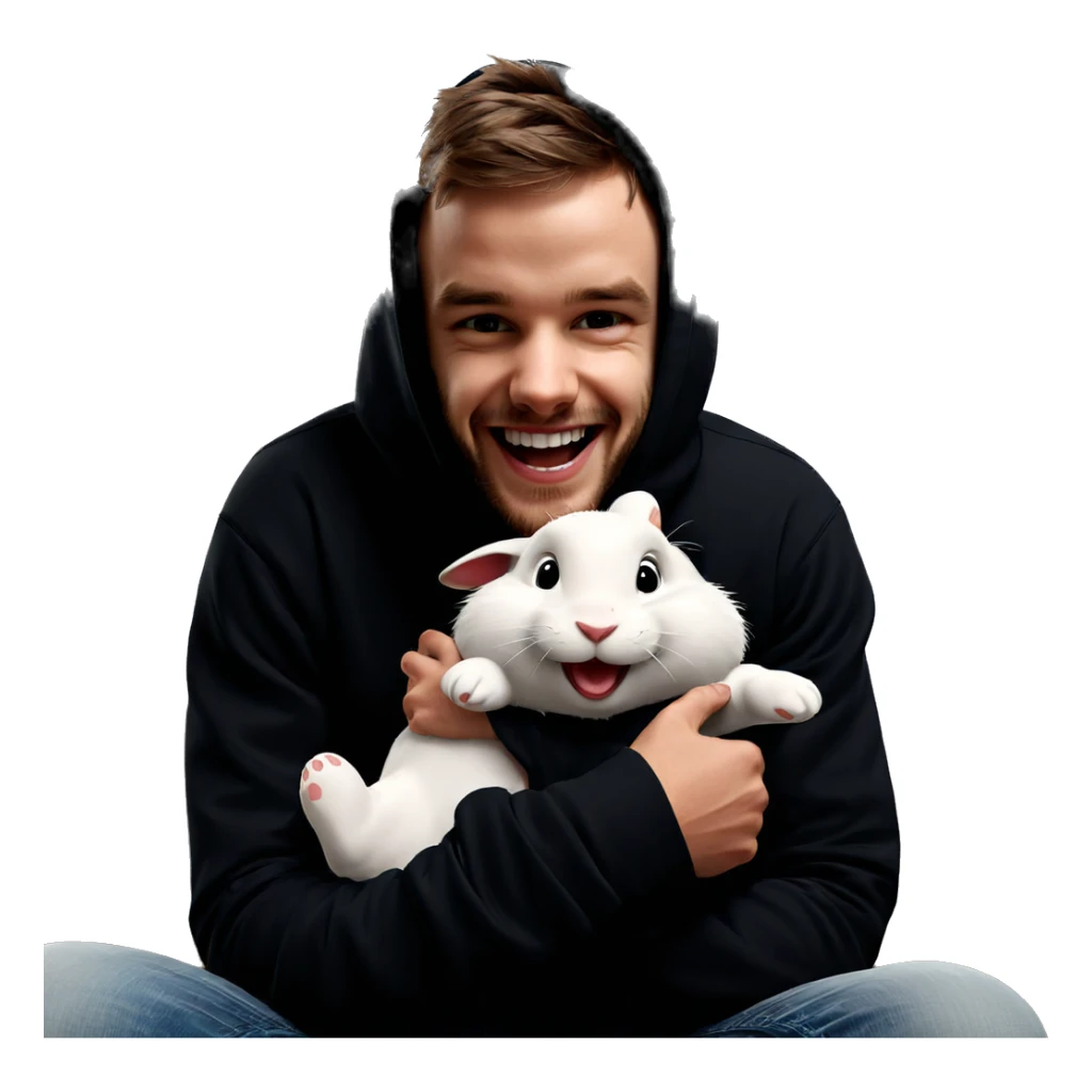 boy holding rabbit smiling sticker