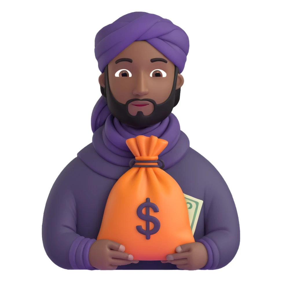 black robber with turban holding a money bag sticker