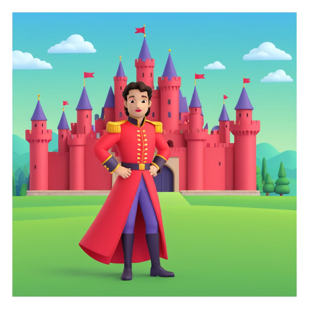 prince in red dress, royal castle background sticker