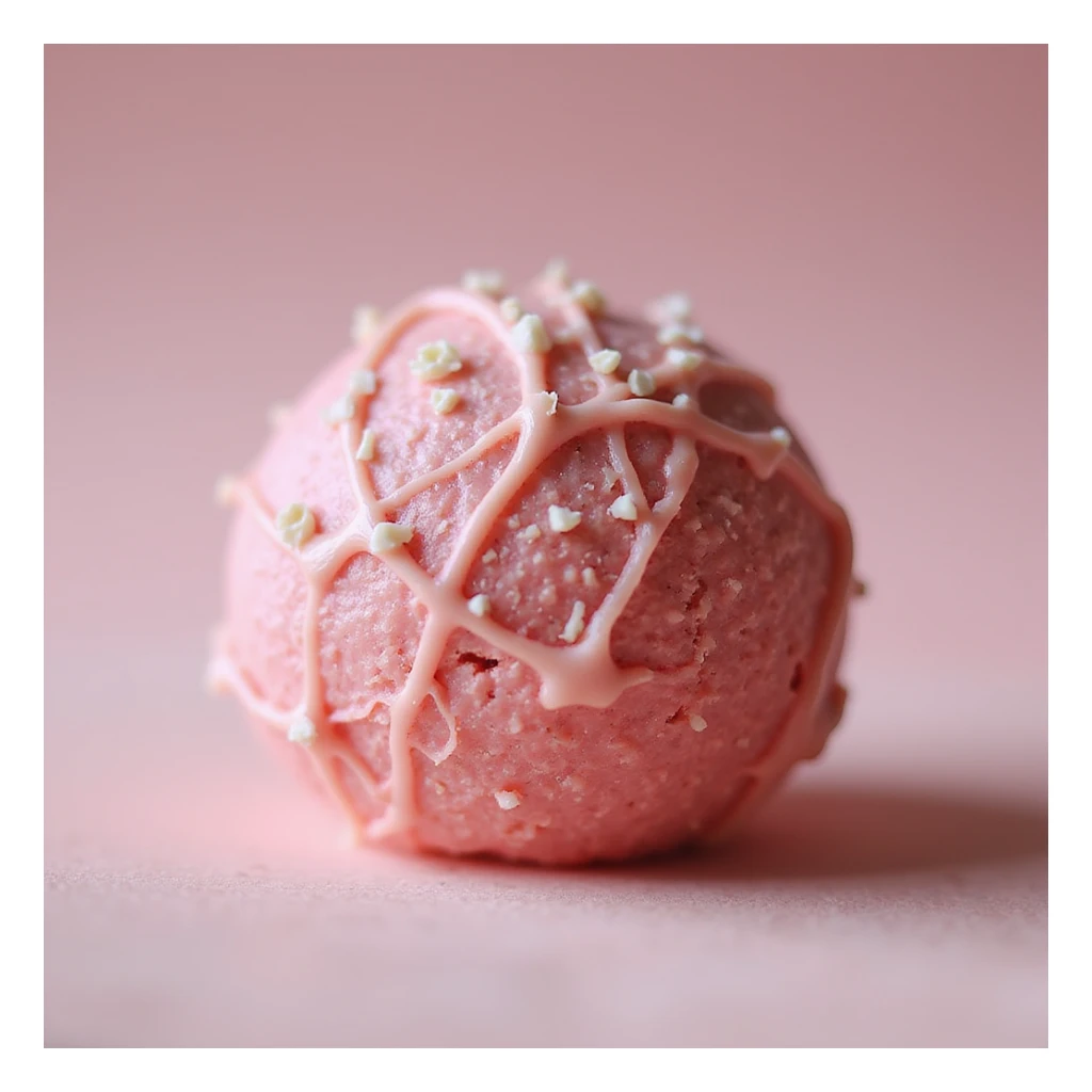 realistic pink chocolate truffle, photorealistic style sticker
