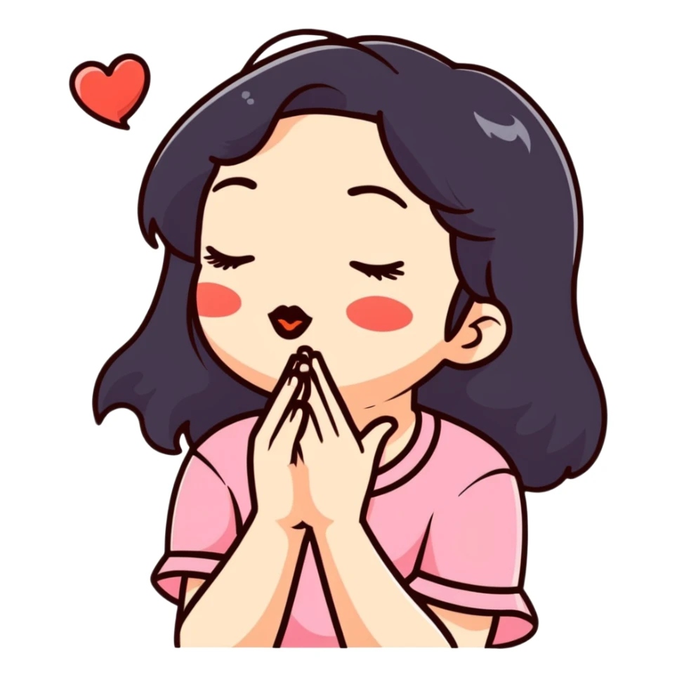 Girl blowing kisses sticker