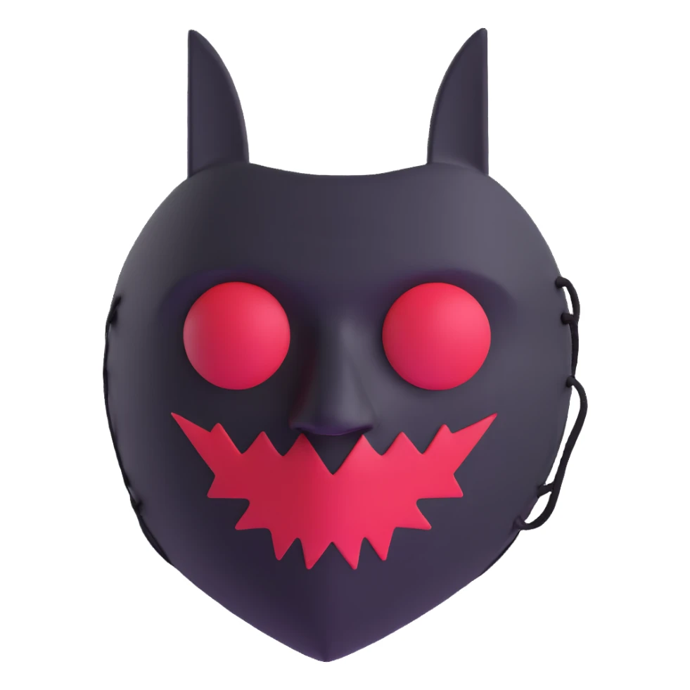 horror movie sackface mask with crude stitched features inspired by The Strangers sticker