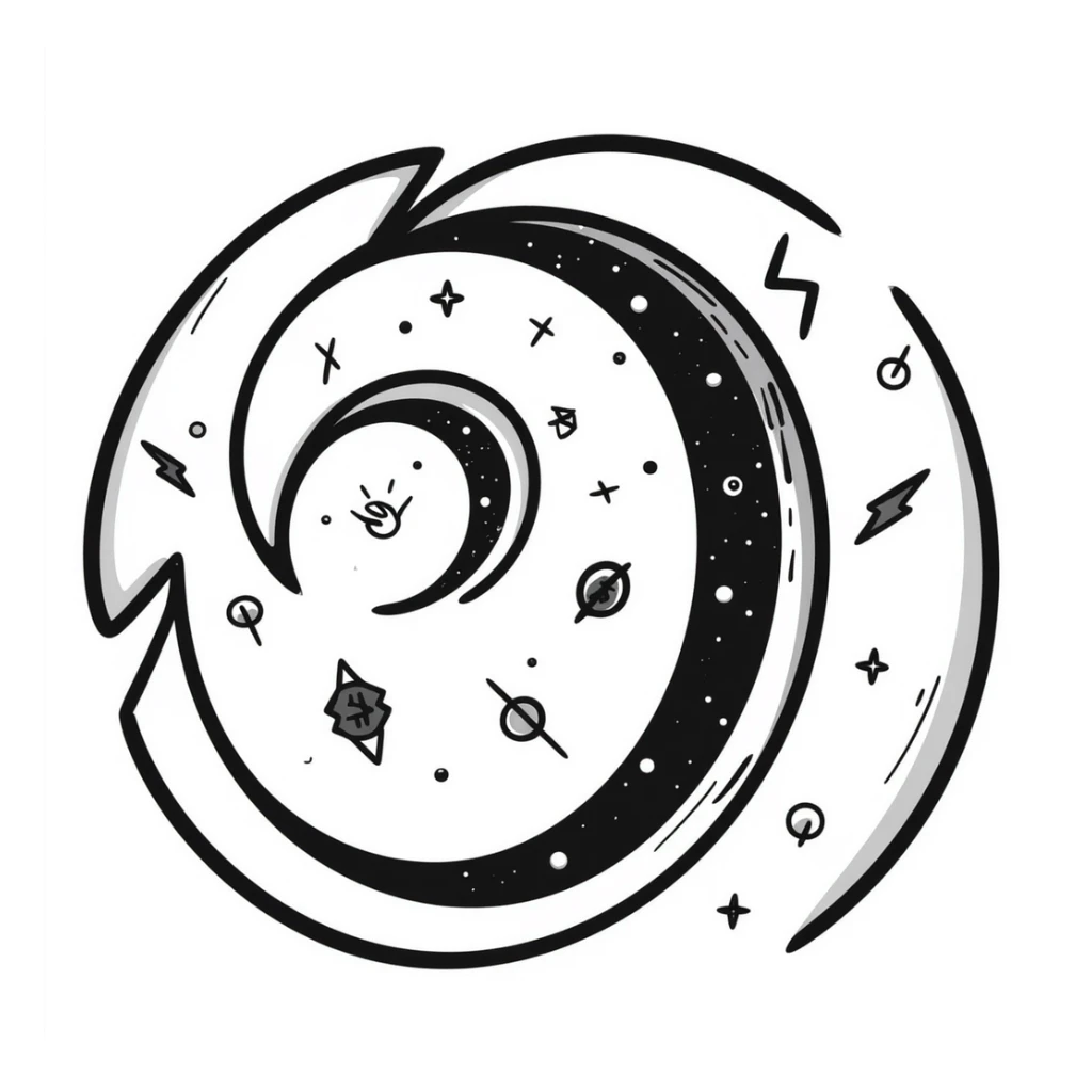 hand-drawn teleportation portal with spiraling vortex and magical symbols sticker