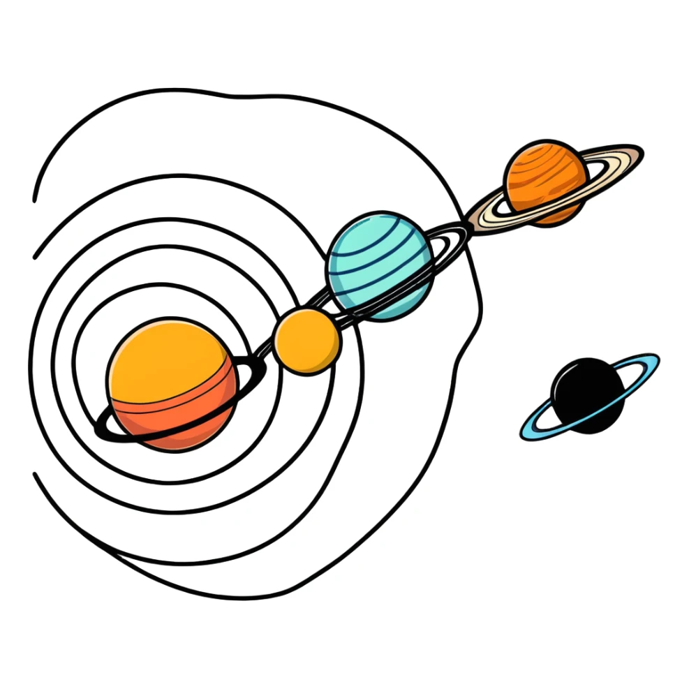 Solar system with planets that are shaped like brains not soheres sticker