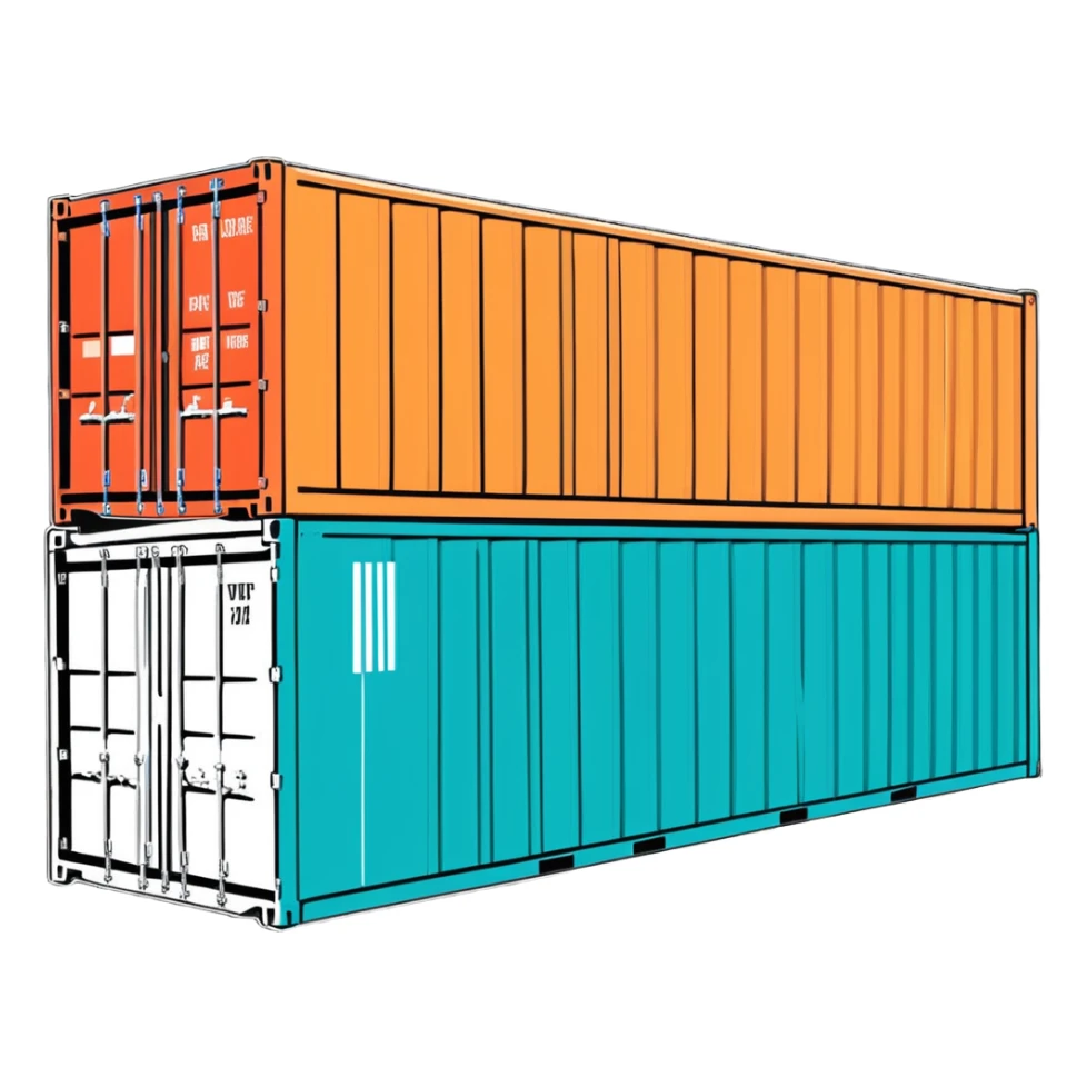 Colorful shipping container, logistics, cargo box sticker