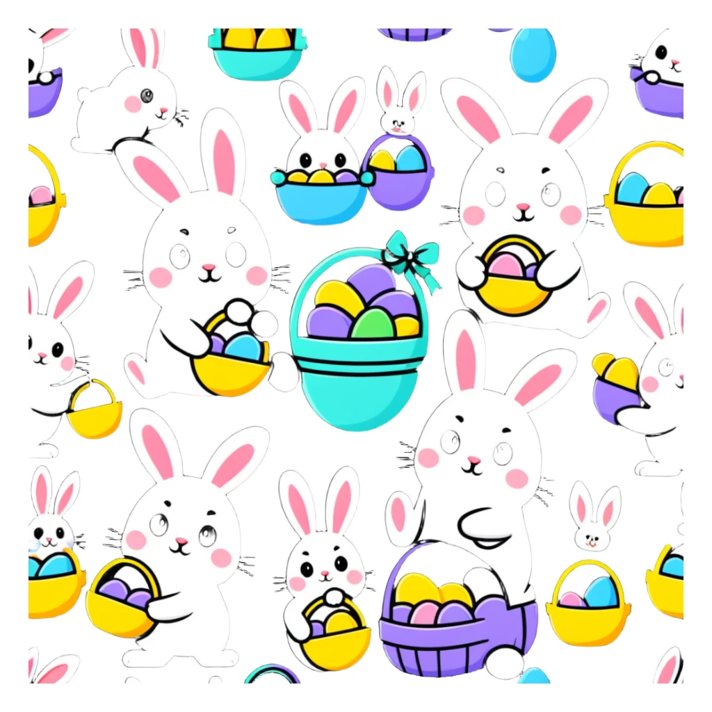 Group of Easter bunnies with Easter baskets full of eggs sticker