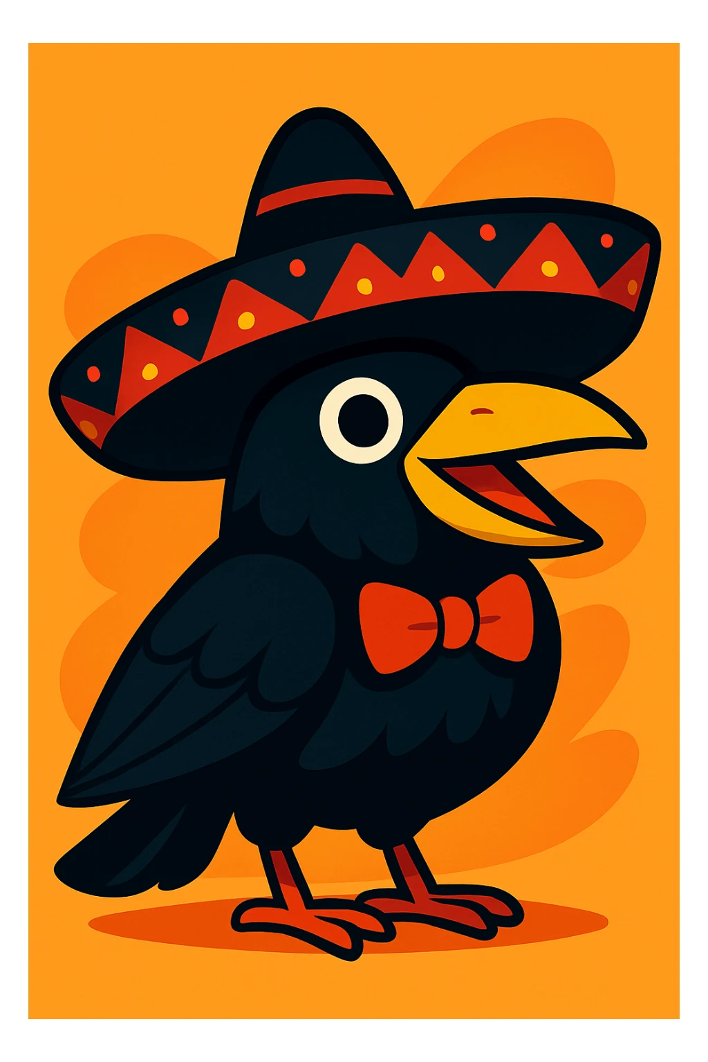 Change the mariachi hat to black and red, keep the vibrant style and clear details. sticker