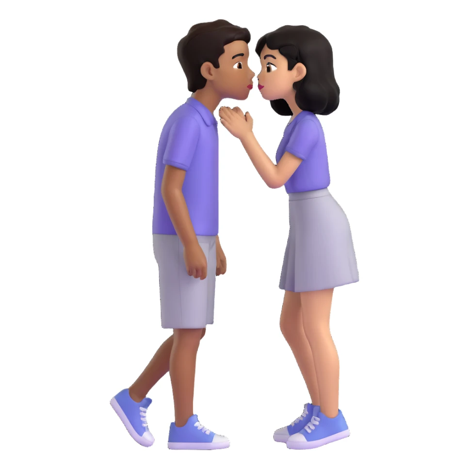 Black haired brown skinned boy kissing a black haired light skinned girl sticker