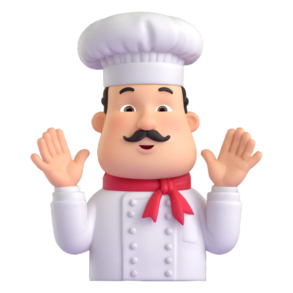 chef making a 'chef's kiss' gesture, expressive, clear, suitable for emoji sticker