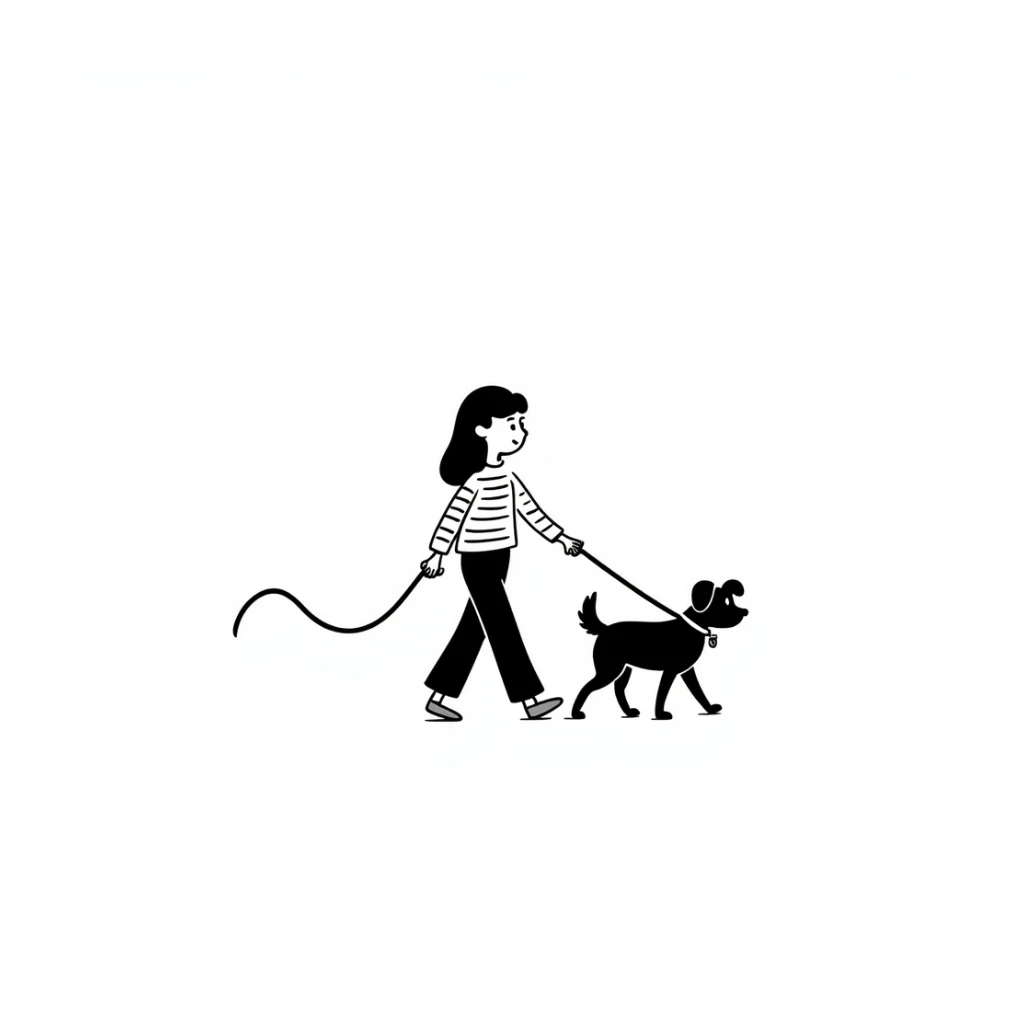girl walking with her dog on a leash sticker
