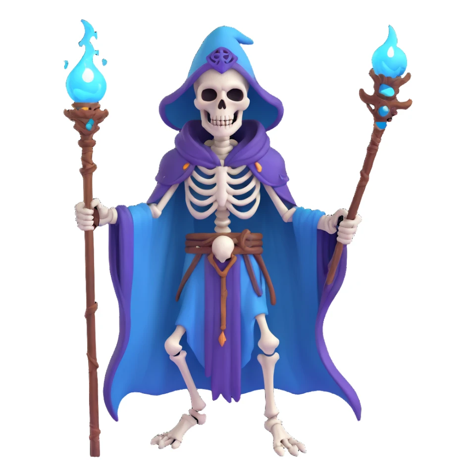 sinister skeletal lich mage with skull staff and dark magical aura sticker