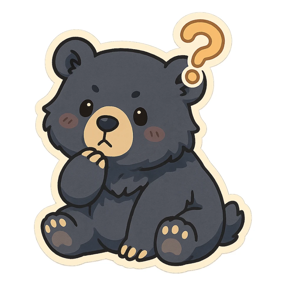Tank the Bear from Solo Leveling, super cute chibi style, with a question mark above the head sticker