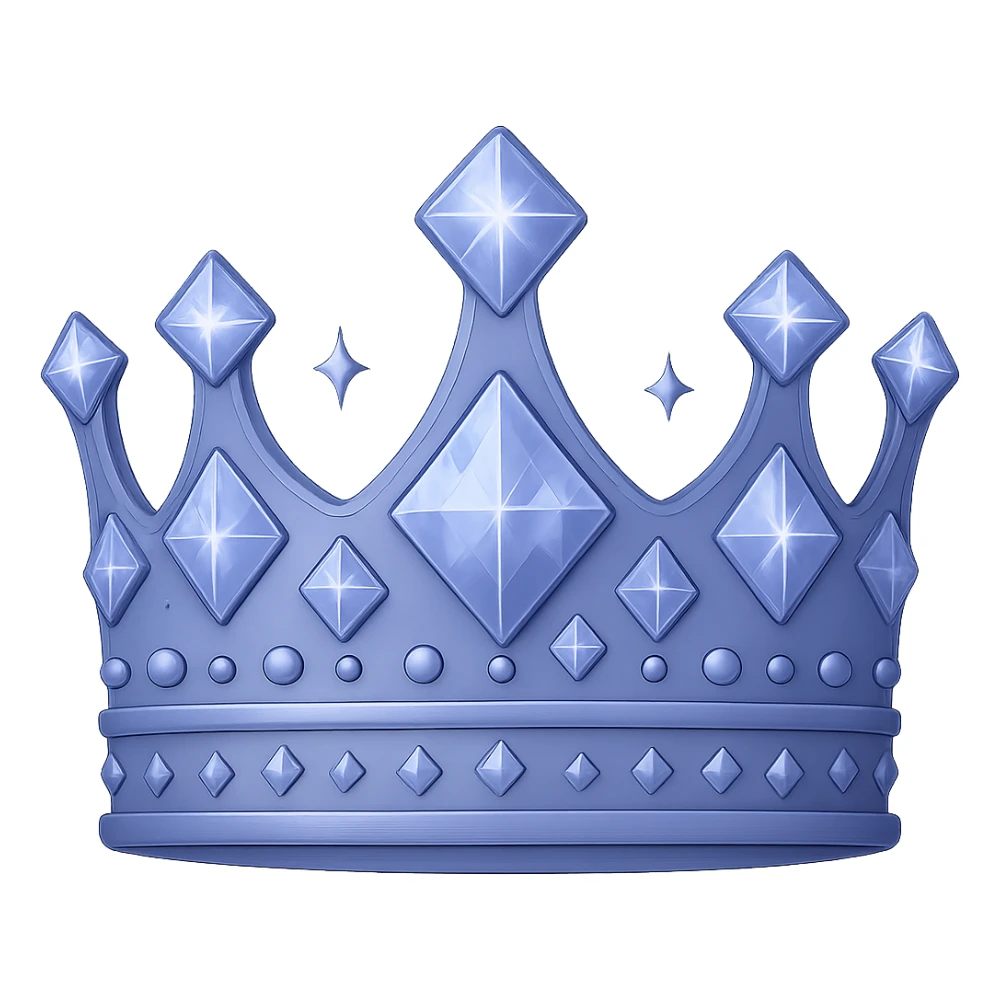 Make the purple crown look even more 3D and realistic with color #7986cb, sparkling diamonds, elegant and majestic style, in the style of apple emojis. Remove the background. sticker