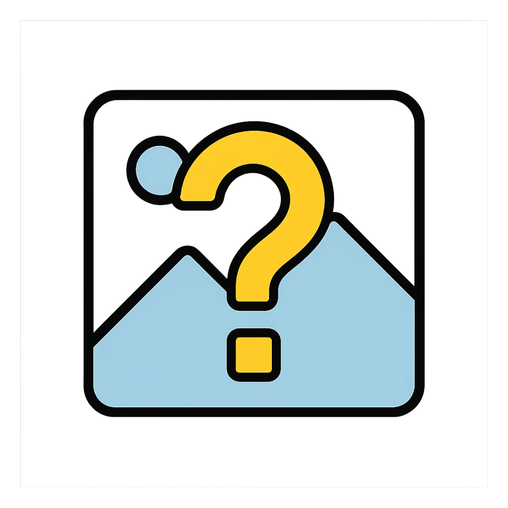 minimal icon style image placeholder emoji, white color, large question mark overlay sticker