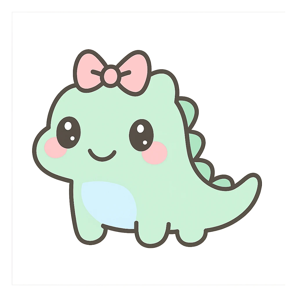 kawaii style crocodile with a pink ribbon sticker