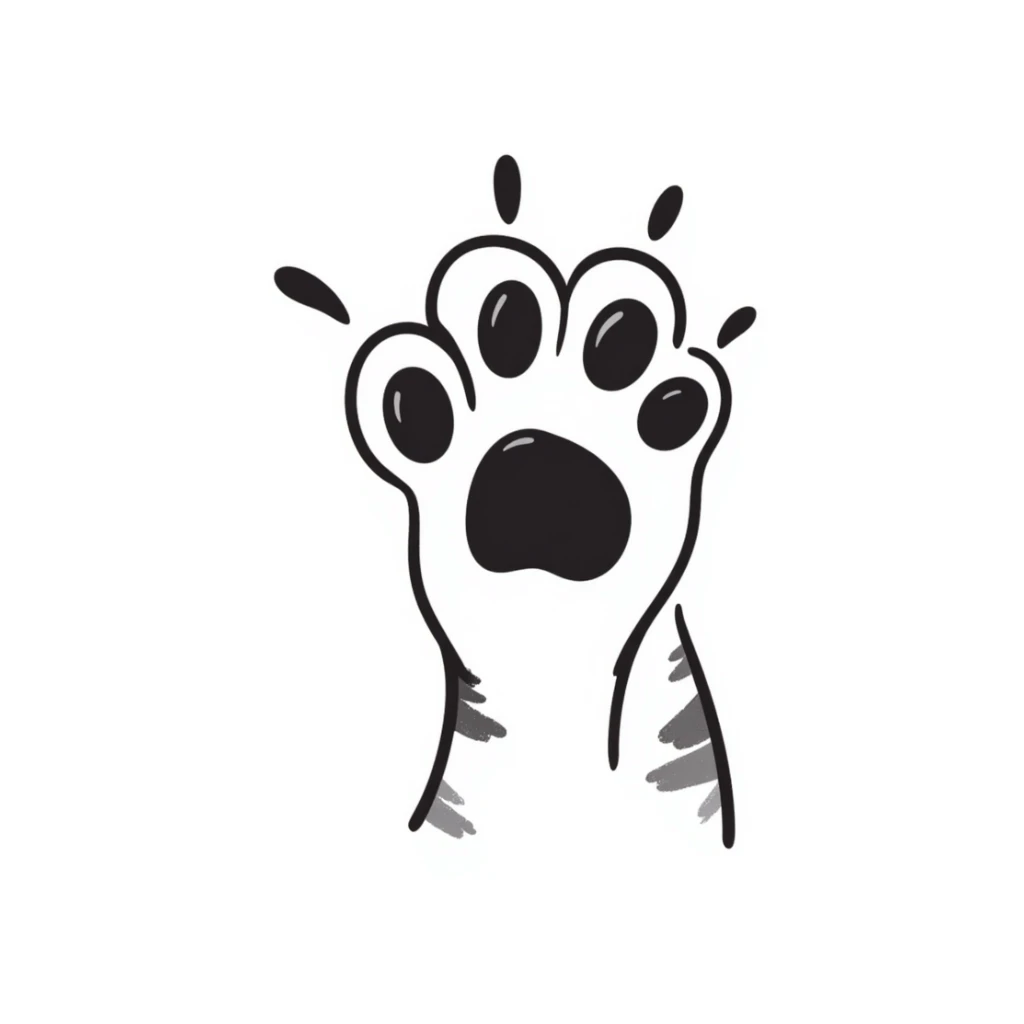 simple sketch of a cat's foot with toe beans sticker