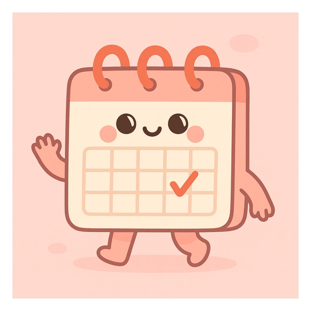 calendar icon in a pastel pink palette, soft and minimalistic sticker