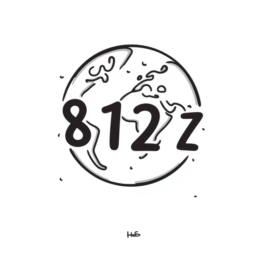 Earth globe with continents shaped like 812 and large, prominent "812" text label on the globe sticker