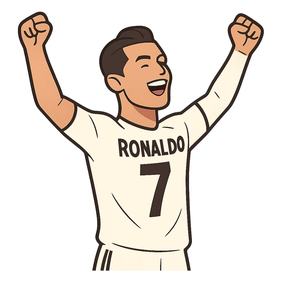 flat toon style Ronaldo celebrating sticker