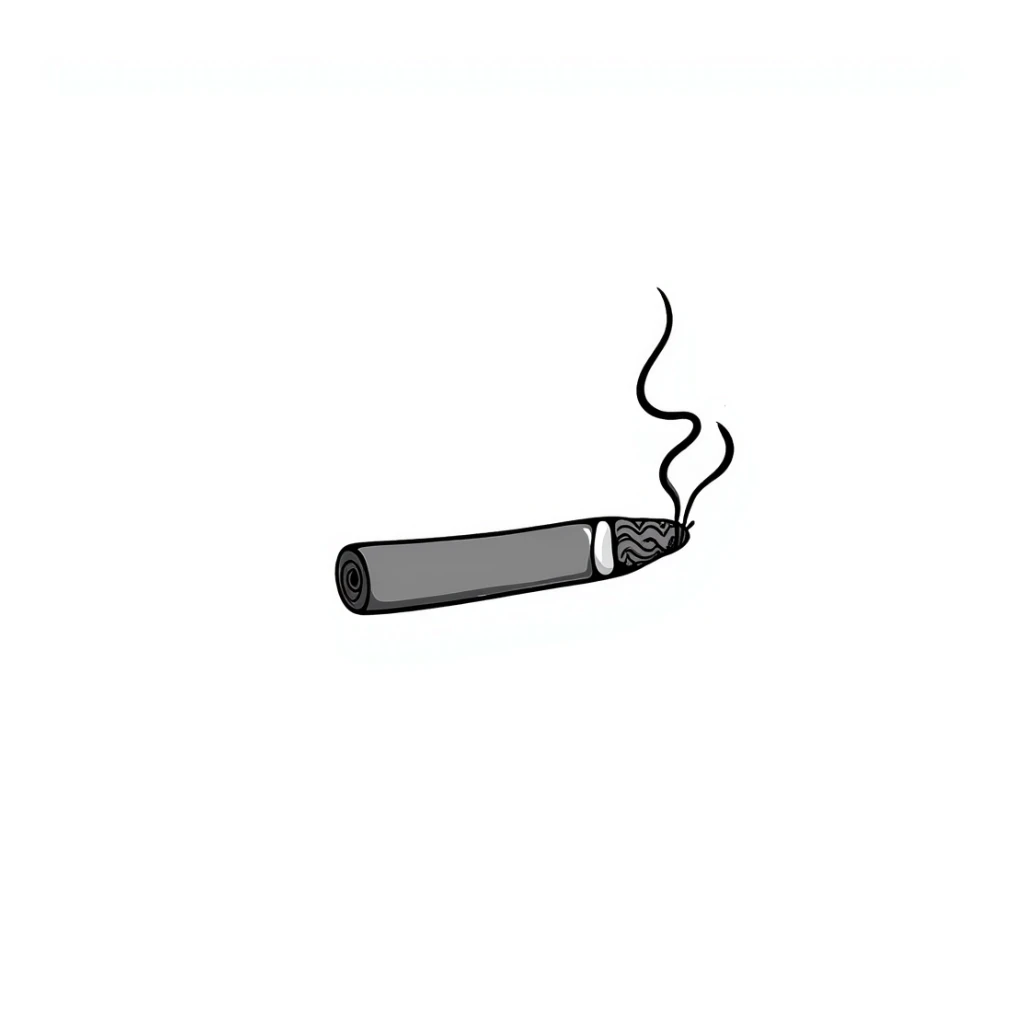 lit cigar with smoke in hand-drawn doodle style sticker