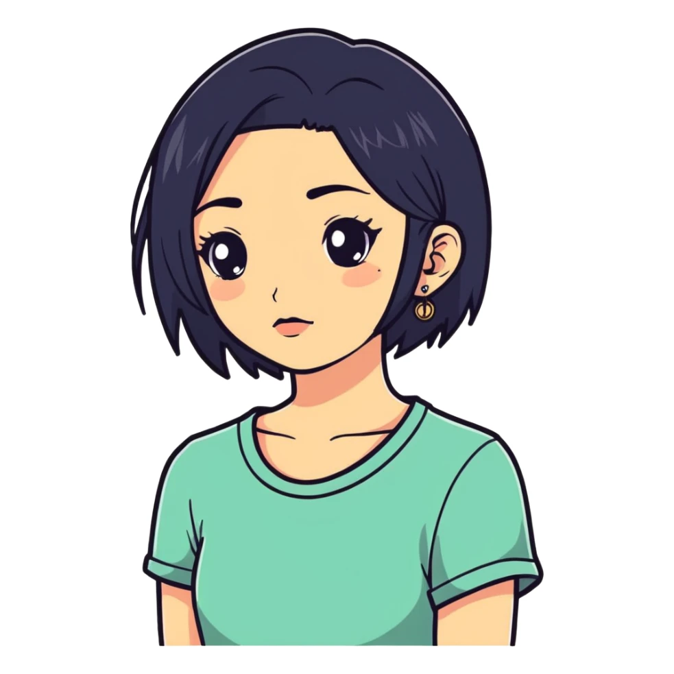 Girl with black hair and piercings  sticker
