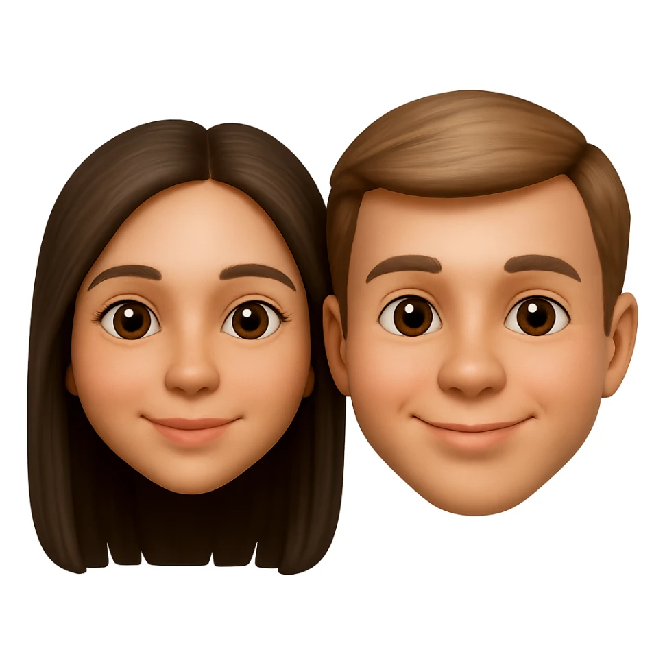 emoji stile iphone di relazione tra due persone, iperrealistico 4k sticker