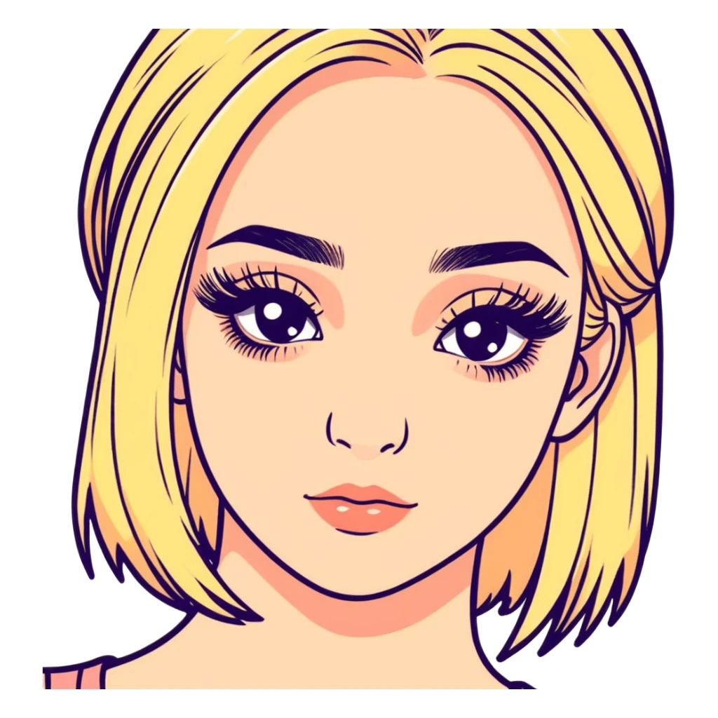 Blonde  girl with fake lashes sticker