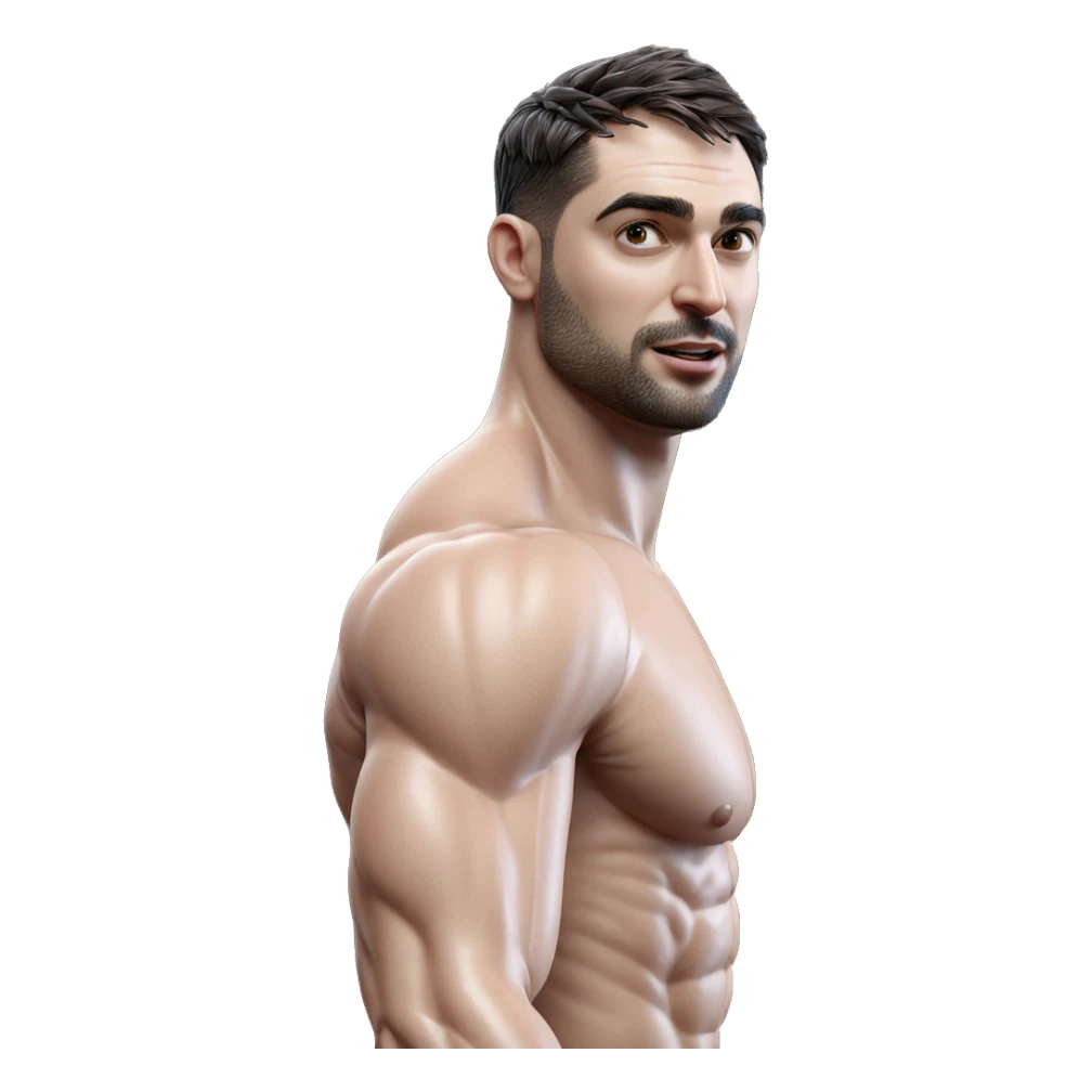 muscular male portrait in focus sticker