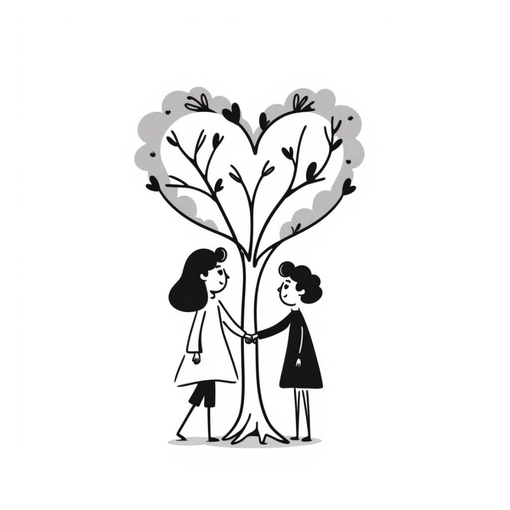 the concept of love, hand-drawn doodle style sticker