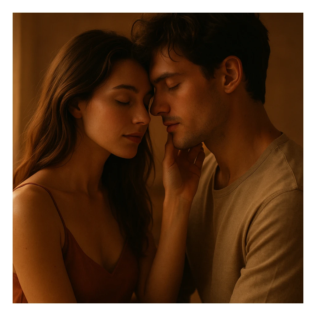 romantic and sensual scene with soft lighting, emphasizing the emotional bond sticker