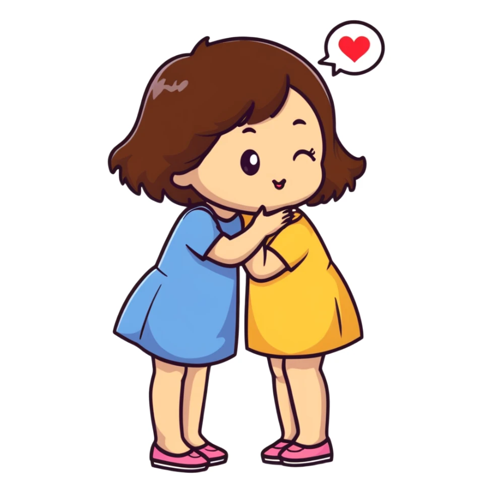 Brown hair girl sending a kiss sticker