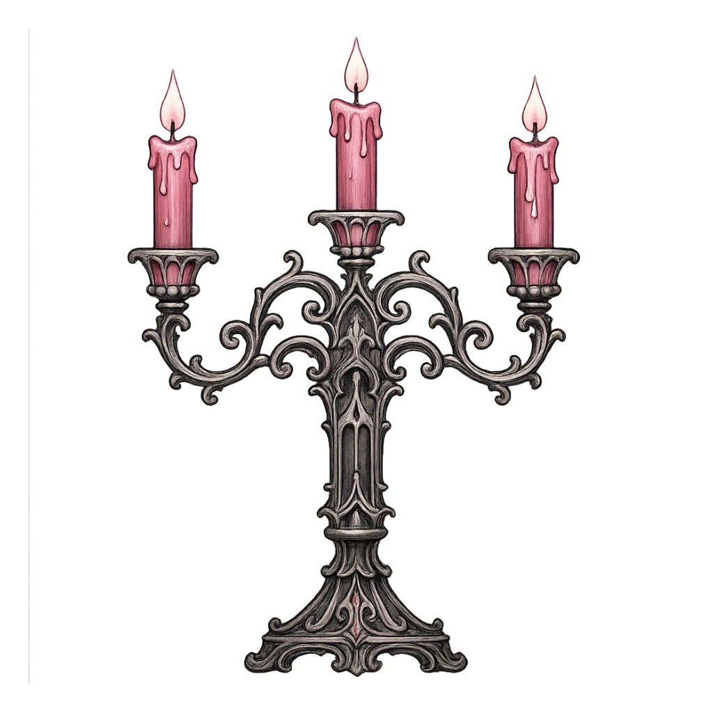 gothic candelabra, pink and silver, intricate and stylish, no background sticker