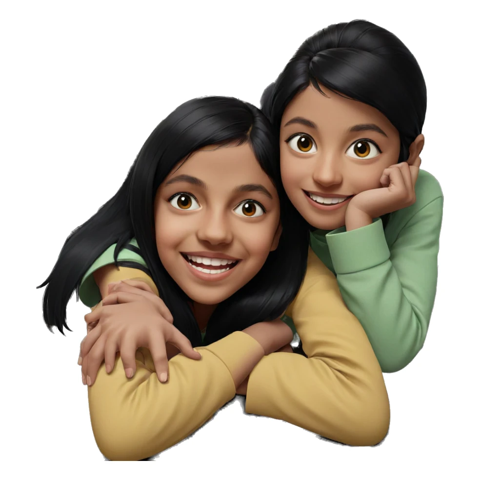 smiling girls with black hair sticker