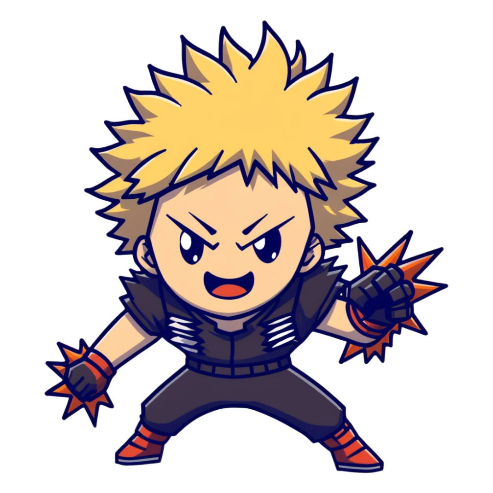 Bakugo Katsuki from My Hero Academia with explosive quirk sticker