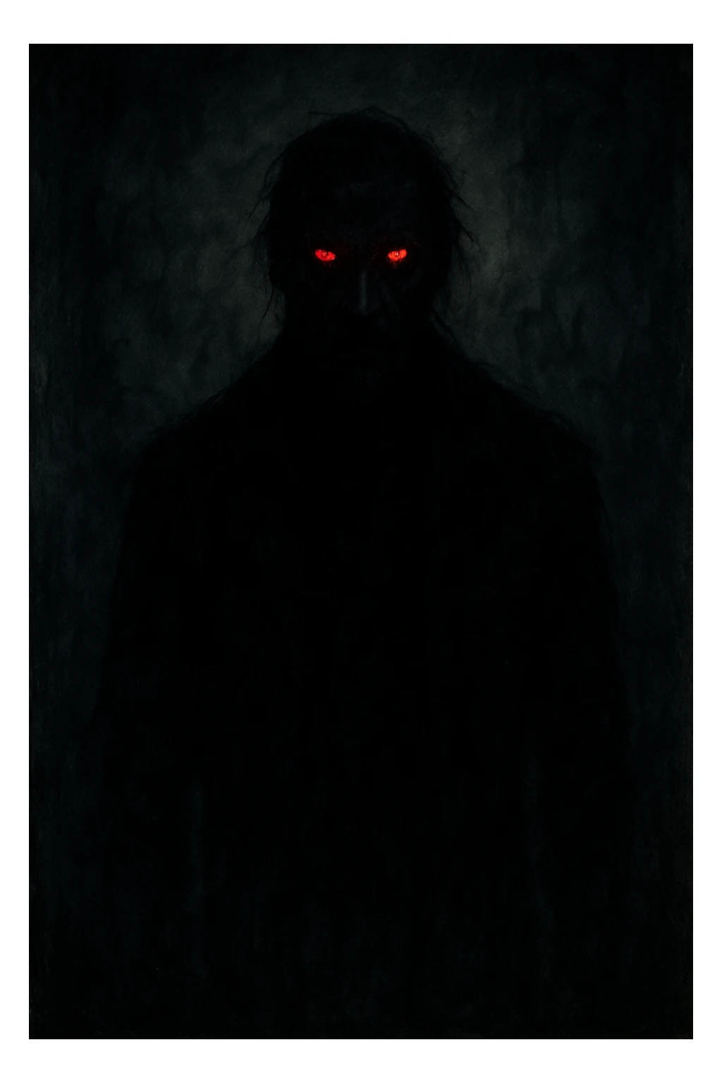 scary man, shadowy figure, glowing red eyes, horror illustration sticker