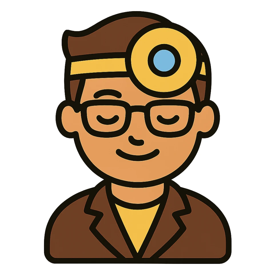 An eye doctor emoji with a brown color sticker