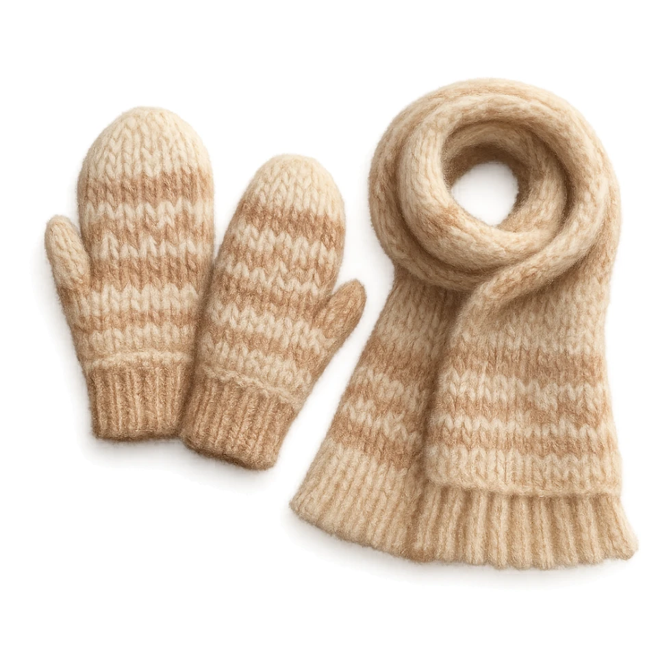 cozy woolen mittens and scarf, soft and fluffy sticker