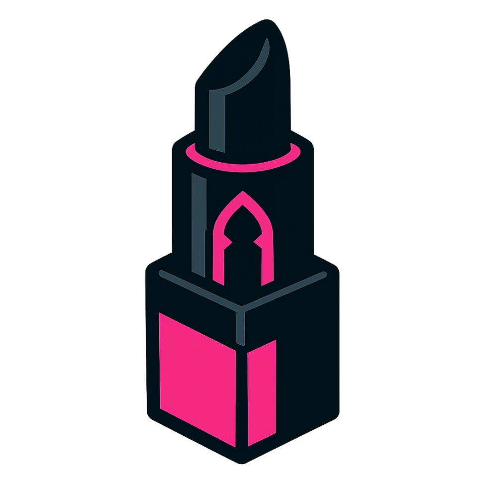 BLACKPINK-inspired gothic lipstick, bold and expressive, black and pink, no hearts sticker