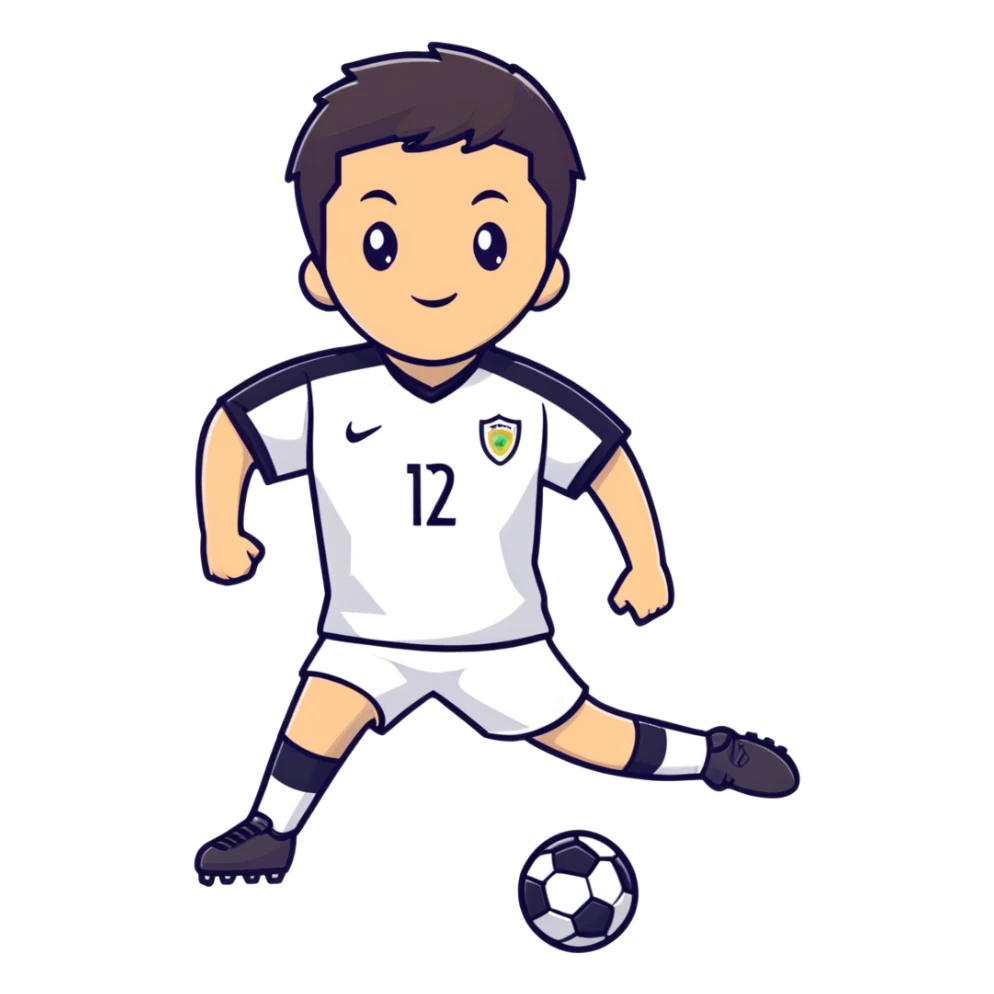 soccer player with confident pose, short dark hair, inspired by Cristiano Ronaldo sticker